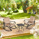 Outdoor and Garden-3 Piece Outdoor Patio Rocking Chair Set with Coffee Table Garden Bistro Set with Cushions - Beige - Outdoor Style Company