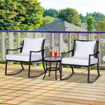 Outdoor and Garden-3 Piece Outdoor PE Rattan Patio Rocking Chair Set with Table - Brown - Outdoor Style Company