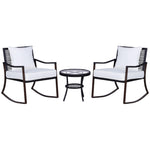 Outdoor and Garden-3 Piece Outdoor PE Rattan Patio Rocking Chair Set with Table - Brown - Outdoor Style Company