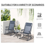 Outdoor and Garden-3 Piece Outdoor Rocking Bistro Set, Patio Folding Chair Table Set with Glass Coffee Table for Yard, Patio, Deck, Backyard, Grey - Outdoor Style Company