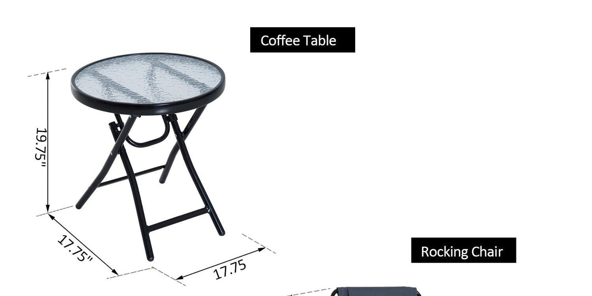 Rocking Inside Table 3 Piece Outdoor Rocking Bistro Set, Patio Folding Chair Table Set with