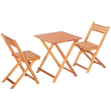 Outdoor and Garden-3 Piece Patio Bistro Set, Folding Outdoor Chairs and Table Set, Wood Garden Dining Furniture for Poolside, Balcony, Teak - Outdoor Style Company