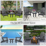 Outdoor and Garden-3 Piece Patio Furniture Set, 2 Folding Adirondack Chairs with Side Table Plastic Lounger Fire Pit Seating All Weather, for Lawn, Dark Grey - Outdoor Style Company