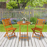 Outdoor and Garden-3-Pieces Folding Acacia Wood Patio Bistro Set Outdoor Square Table Two Chair - Outdoor Style Company