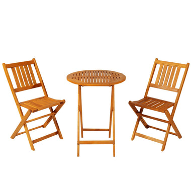 Outdoor and Garden-3-Pieces Folding Acacia Wood Patio Bistro Set Outdoor Square Table Two Chair - Outdoor Style Company