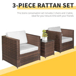 Outdoor and Garden-3 Pieces Patio Bistro Set, Outdoor PE Rattan Wicker Furniture W/ Cushion and Coffee Table, Conversation Sofa Set for Garden, White - Outdoor Style Company