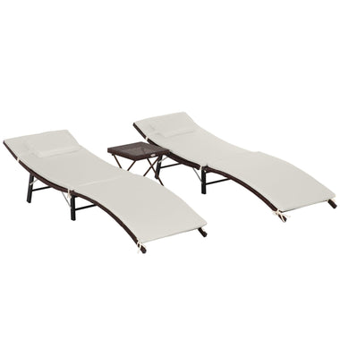 Outdoor and Garden-3 Pieces Patio Lounge Chair Set Outdoor Folding Chaise Poolside Furniture Set - Outdoor Style Company