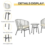 Outdoor and Garden-3 Pieces Patio PE Rattan Bistro Set, Outdoor Round Wicker Woven Coffee Set, 2 Chairs & 1 Coffee Table Conversation Furniture Set, for Garden - Cream White - Outdoor Style Company