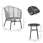 Outdoor and Garden-3 Pieces Patio PE Rattan Bistro Set, Outdoor Round Wicker Woven Coffee Set, 2 Chairs & 1 Coffee Table Conversation Furniture Set, for Garden - Mixed Gray - Outdoor Style Company