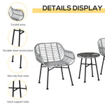 Outdoor and Garden-3 Pieces Patio PE Rattan Bistro Set, Outdoor Round Wicker Woven Coffee Set, 2 Chairs & 1 Coffee Table Conversation Furniture Set, for Garden - White - Outdoor Style Company