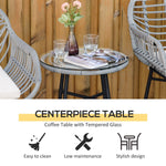 Outdoor and Garden-3 Pieces Patio PE Rattan Bistro Set, Outdoor Round Wicker Woven Coffee Set, 2 Chairs & 1 Coffee Table Conversation Furniture Set, for Garden - White - Outdoor Style Company