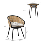 Outdoor and Garden-3 Pieces Patio PE Rattan Bistro Set, Round Resin Wicker Coffee Set, w/ Chairs & Coffee Table Conversation Set, for Garden, Cream White - Outdoor Style Company