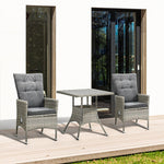 Outdoor and Garden-3 Pieces PE Rattan Bistro Set, Outdoor Recliner Chairs w/ Tea Table Conversation Furniture Set, Dark Blue - Outdoor Style Company