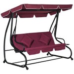 Outdoor and Garden-3 Seat Outdoor Free Standing Swing Bench Porch Swing with Stand, Comfortable Cushioned Fabric & Included Canopy, Red - Outdoor Style Company