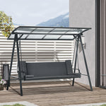 Outdoor and Garden-3-Seat Patio Swing Chair, Convertible Swing Hammock Bed with Cushions, Adjustable Polycarbonate Canopy Sunshade Roof for Garden - Outdoor Style Company