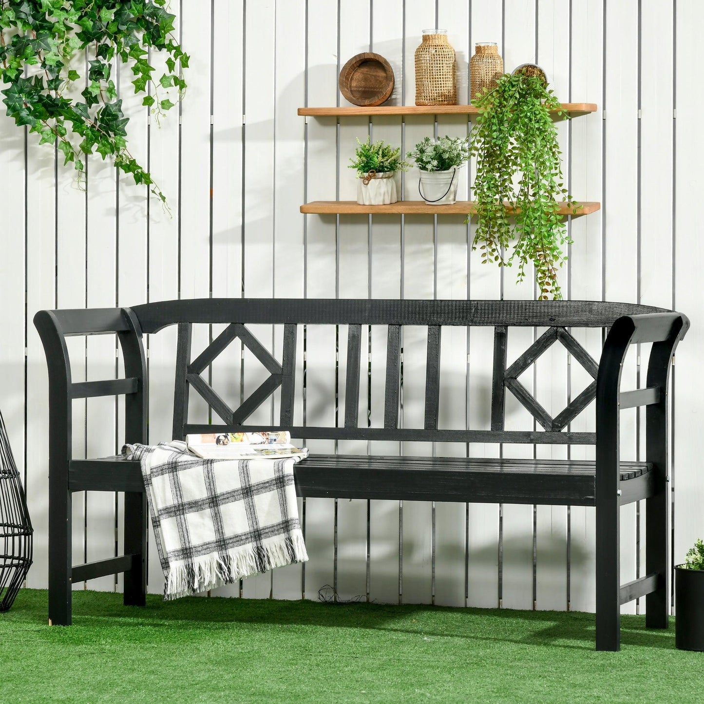 Outdoor and Garden-3-Seat Wooden Garden Bench Chair, Outdoor Patio Bench - Outdoor Style Company