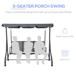Outdoor and Garden-3-Seater Porch Swing Outdoor Swing Chair Patio Bench for Deck with Adjustable Canopy, Padded Sling Fabric Seat - Outdoor Style Company