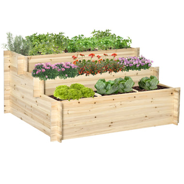 Outdoor and Garden-3 Tier Raised Garden Bed with 9 Grow Grids and Non-woven Fabric for Vegetables, Flower, Herb Outdoor Indoor Use - Outdoor Style Company