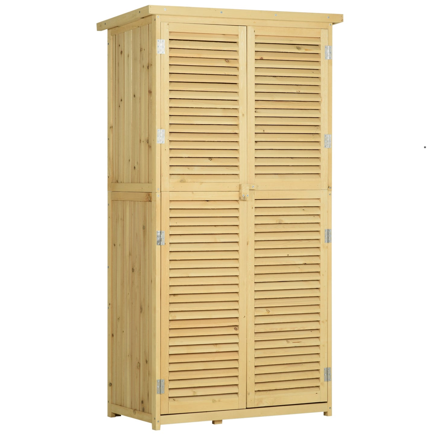 Outdoor and Garden-3' x 5' Wooden Garden Storage Shed, Sheds & Outdoor Storage with Asphalt Roof & 2 Large Wood Doors with Lock, Natural - Outdoor Style Company