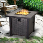 Outdoor and Garden-30" 50 000 BTU Outdoor Patio Backyard Gas Fire Pit Table with Beautiful Slate Tabletop & Wicker Design - Outdoor Style Company