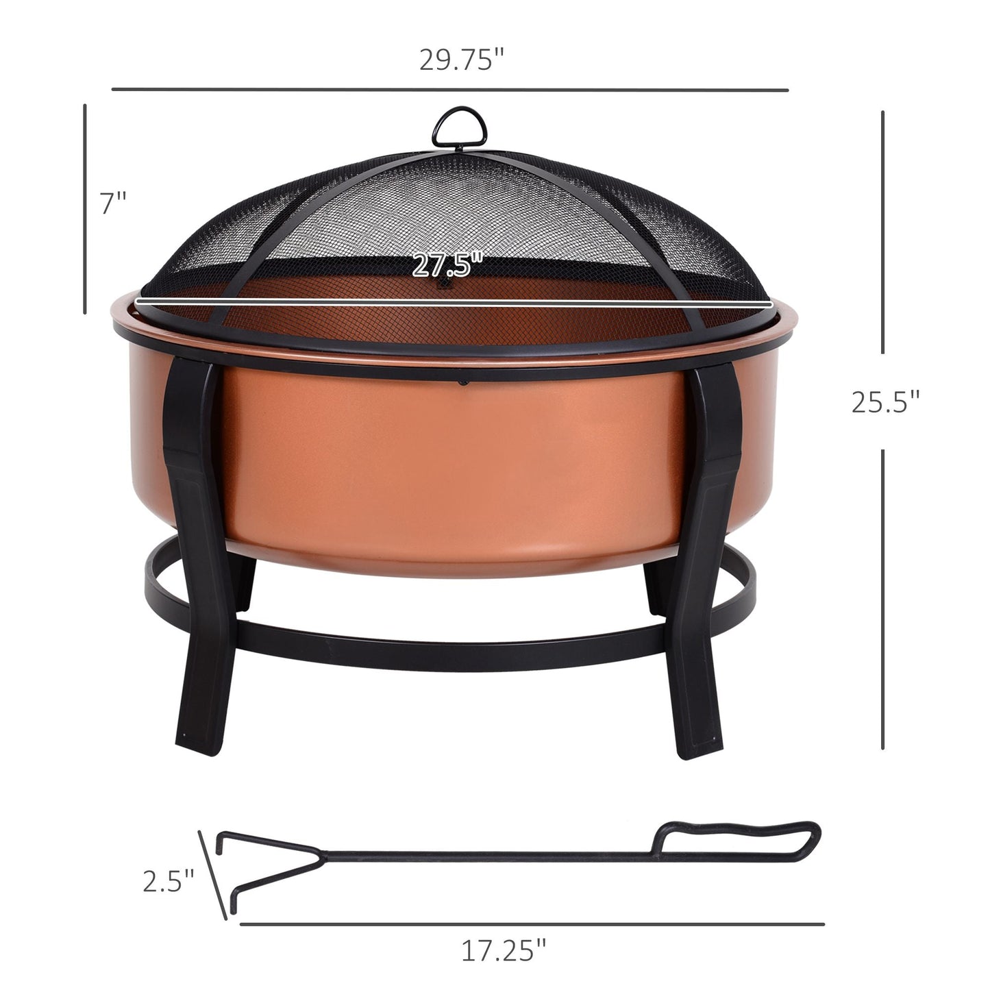 Outdoor and Garden-30 Inch Outdoor Fire Pit, Round Outdoor Wood Burning Fire Pit with Spark Screen for Embers - Outdoor Style Company