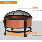 Outdoor and Garden-30 Inch Outdoor Fire Pit, Round Outdoor Wood Burning Fire Pit with Spark Screen for Embers - Outdoor Style Company