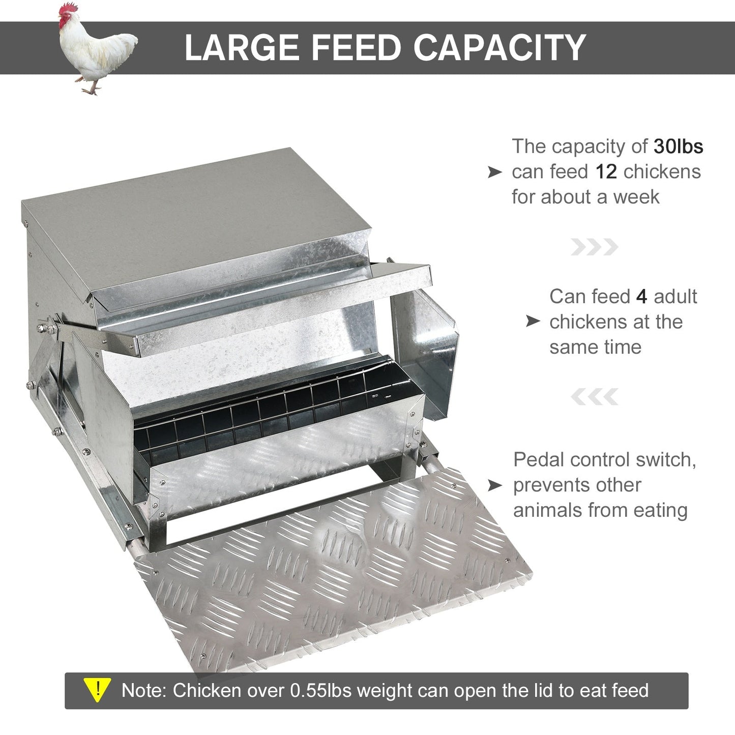 Miscellaneous-30 lbs Capacity Automatic Chicken Feeder with Galvanized Steel - Outdoor Style Company