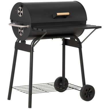 Outdoor and Garden-30" Portable Charcoal Barbecue Grill with Wheels, Outdoor Barbecue with Adjustable Charcoal Rack & Storage Shelf for Camping Picnic, Black - Outdoor Style Company