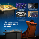 Outdoor and Garden-31.5" Outdoor Gas Fire Pit Table with Lid, 50,000 BTU Fire Table with Pulse Ignition, Glass Rocks, Glass Wind Guard, and Waterproof - Outdoor Style Company