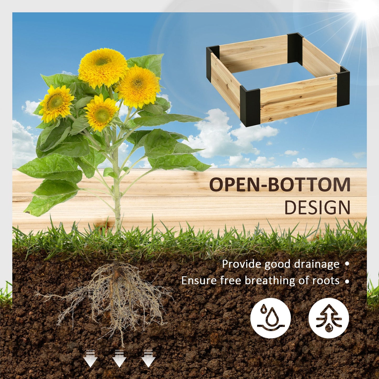 Outdoor and Garden-31.5" x 31.5" Raised Garden Bed with Metal Corner Bracket, Planter Box for Growing Vegetables, Flowers, Fruits, Herbs, and Succulents - Outdoor Style Company