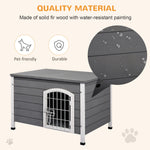 Pet Supplies-31"L Wooden Decorative Dog Cage Kennel Wire Door with Lock Small Animal House with Openable Top Removable Bottom Grey - Outdoor Style Company