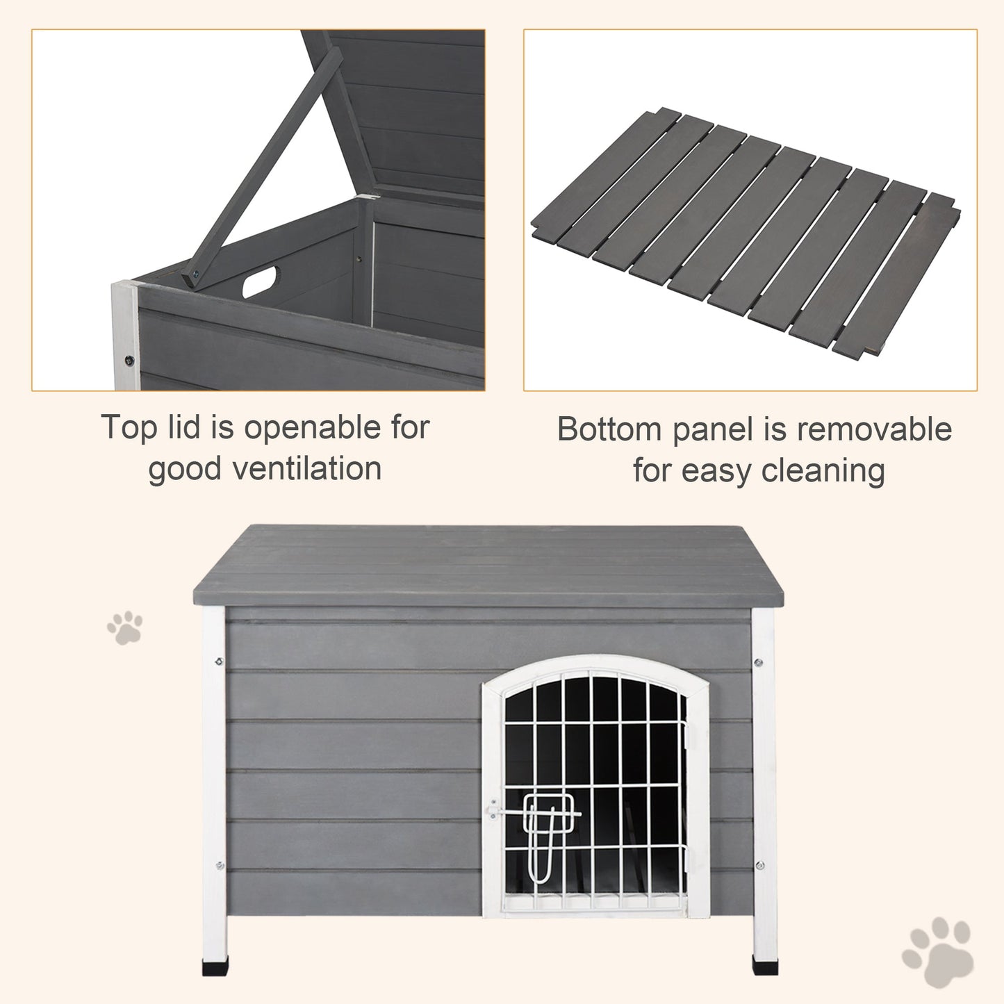 Pet Supplies-31"L Wooden Decorative Dog Cage Kennel Wire Door with Lock Small Animal House with Openable Top Removable Bottom Grey - Outdoor Style Company