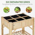 Outdoor and Garden-31x23x32 Inch 6 Pocket Garden Planter Box Elevated Wood Standing Planters with Grow Grid, Legs, Storage Shelf, Vegetable, Flower, Herb - Outdoor Style Company