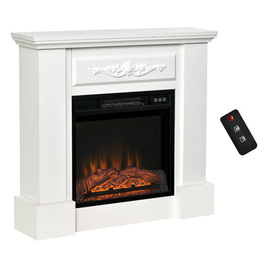 Miscellaneous-32" Electric Fireplace with Mantel, Free Standing Electric Fireplace with LED Log Hearth and Remote Control, 1400W, White - Outdoor Style Company