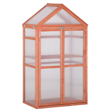 Outdoor and Garden-32" x 19" x 54" Greenhouse Flower Planter Protection w/ Adjustable Shelves, Double Doors, Garden Wooden Cold Frame Orange - Outdoor Style Company