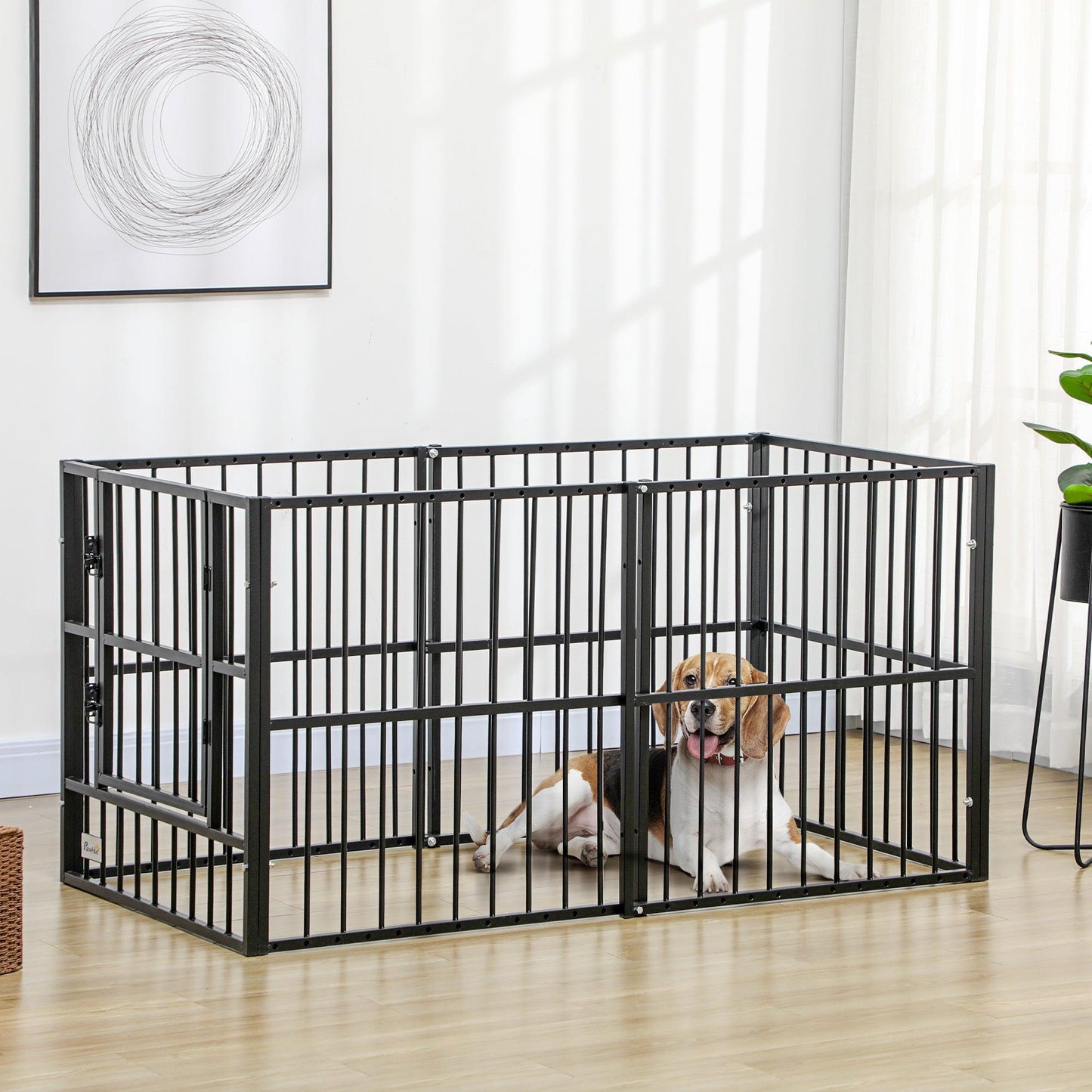 Pet Supplies-33" - 60" x 31.5" Dog Playpen for Small Medium Dogs, 8 Panels Heavy Duty Pet Playpen with Door, Rust-Free Adjustable Dog Exercise Pen - Outdoor Style Company