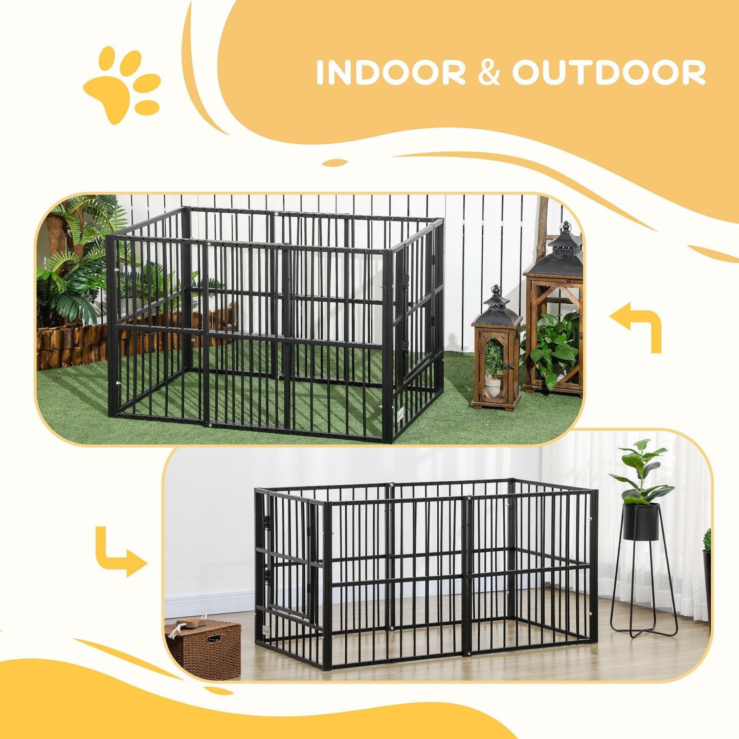 Pet Supplies-33" - 60" x 31.5" Dog Playpen for Small Medium Dogs, 8 Panels Heavy Duty Pet Playpen with Door, Rust-Free Adjustable Dog Exercise Pen - Outdoor Style Company