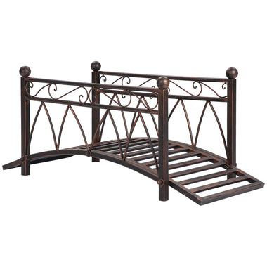 Outdoor and Garden-3.3' Classic Garden Bridge, Metal Arc Footbridge with Safety Railings, Decorative Pond Bridge for Backyard Creek Stream, Black - Outdoor Style Company