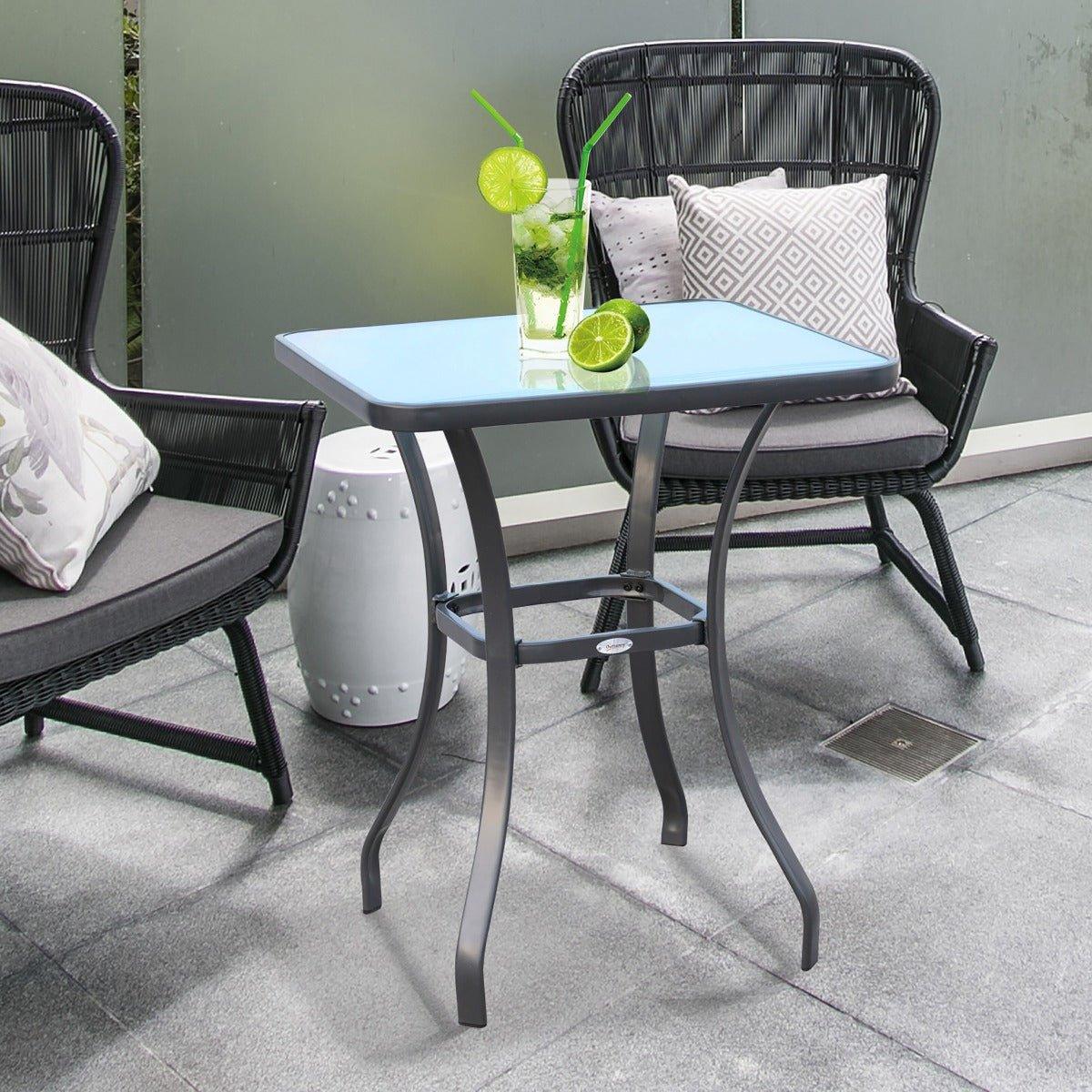 Outdoor and Garden-33" Square Bistro Table Garden Dining Table Outdoor Tempered Glass Table - Outdoor Style Company