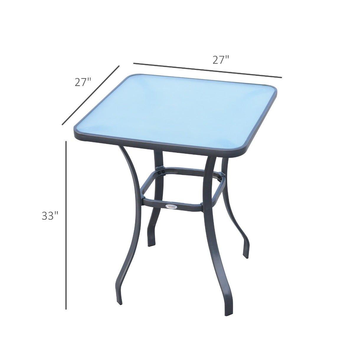 Outdoor and Garden-33" Square Bistro Table Garden Dining Table Outdoor Tempered Glass Table - Outdoor Style Company