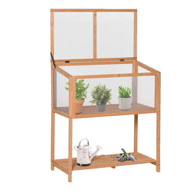 Outdoor and Garden-36" x 20" x 41" Greenhouse Raised Potted Plant Protection Box Outdoor with Openable Top, Wooden Cold Frame Orange - Outdoor Style Company
