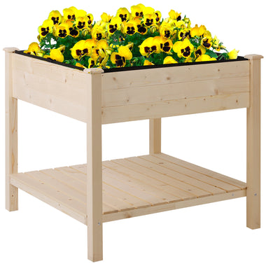 Outdoor and Garden-36" x 36" Raised Garden Bed with Storage Shelf, 2 Tiers Elevated Wooden Planter Box Stand for Vegetable Flower Herb, Balcony and Backyard - Outdoor Style Company