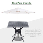 Outdoor and Garden-36" x 36" Square Metal Outdoor Patio Bistro Table with Center Umbrella Hole & Cast Iron Stylish Design - Outdoor Style Company