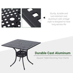 Outdoor and Garden-36" x 36" Square Metal Outdoor Patio Bistro Table with Center Umbrella Hole & Cast Iron Stylish Design - Outdoor Style Company