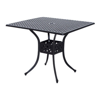 Outdoor and Garden-36" x 36" Square Metal Outdoor Patio Bistro Table with Center Umbrella Hole & Cast Iron Stylish Design - Outdoor Style Company