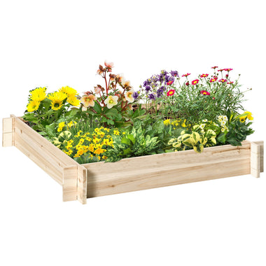 Outdoor and Garden-39'' x 39'' Screwless Raised Garden Bed, Wooden Planter Box, Easy DIY Herb Garden for Vegetable Flower Herb Outdoor Lawn Yard Patio - Outdoor Style Company