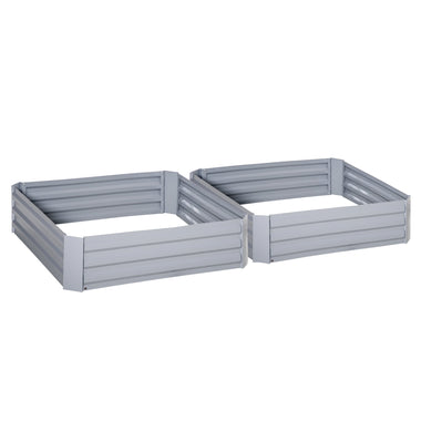 Outdoor and Garden-39" x 39" x 12" Set of 2 Raised Garden Bed, Elevated Planter Box with Galvanized Steel Frame for Growing Flowers, Herbs, Succulents, Grey - Outdoor Style Company