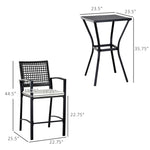 Outdoor and Garden-3PCS Patio Bar Set with Soft Cushion, Rattan Wicker Outdoor Furniture Set for Backyards, Lawn, Deck, Poolside - Outdoor Style Company