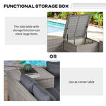 Outdoor and Garden-4 PCs PE Rattan Wicker Sofa Set Outdoor Conservatory Furniture Lawn Patio Coffee Table w/ Side Storage Box & Cushion, Grey - Outdoor Style Company