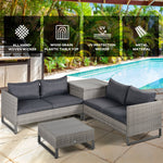 Outdoor and Garden-4 PCs PE Rattan Wicker Sofa Set Outdoor Conservatory Furniture Lawn Patio Coffee Table w/ Side Storage Box & Cushion, Grey - Outdoor Style Company